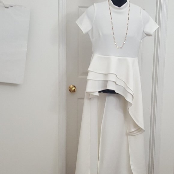 Women's Annystore High Low Tops for Women - Ruffle Bodycon Peplum Asymmetrical T - Picture 2 of 15